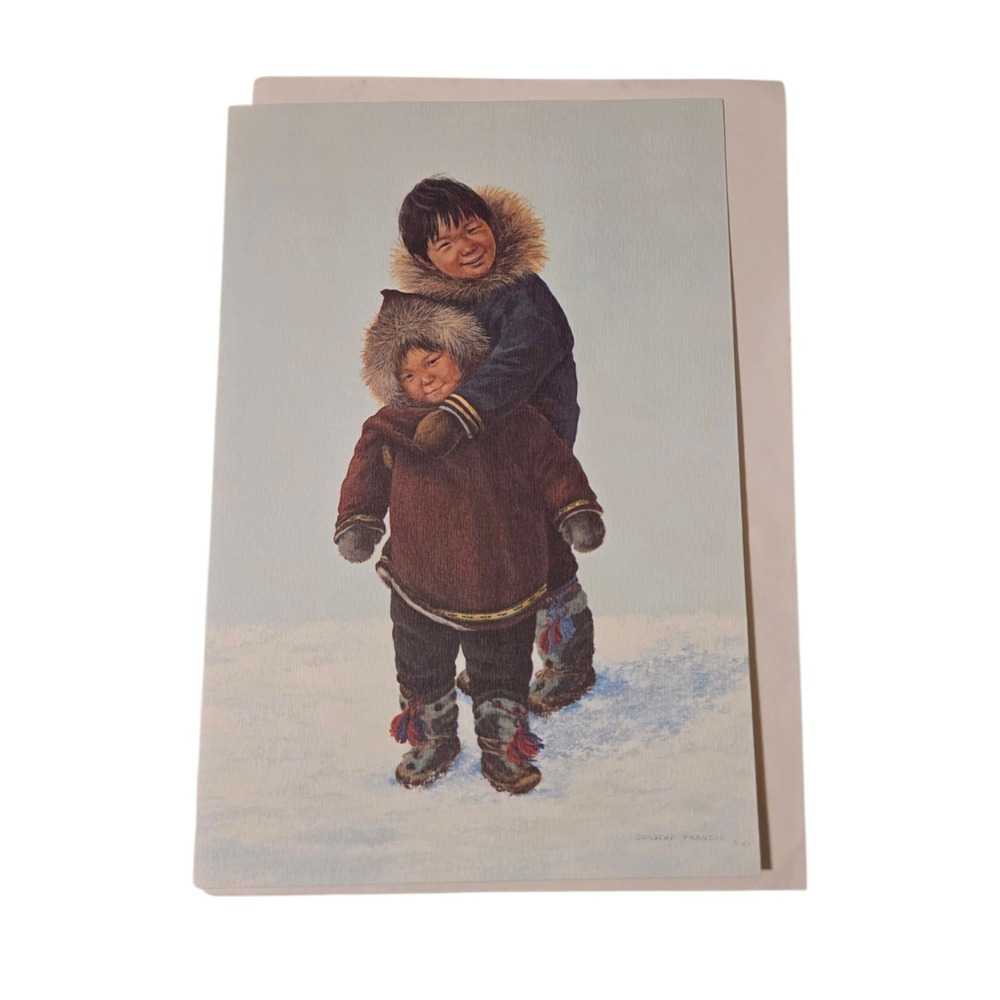 Dorothy Francis Ulik's Little Brother Inuit Art Greeting Card Lithograph DF-27